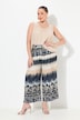 Culotte, knielengte, crash, batikstrepen, elastische tailleband