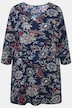 Longshirt, bloemen, A-lijn, tuniekhalslijn, 3/4-mouwen