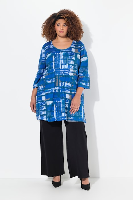 Graphic Print 3/4 Sleeve Knit Tunic