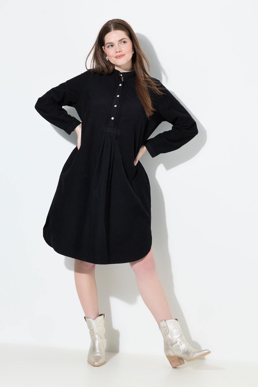 Große Größen Cordkleid, Damen, schwarz, Größe: 60, Baumwolle, Ulla Popken