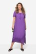 Maxi-Jerseykleid, Druck am Zipfelsaum, Rundhals mit Bindeband