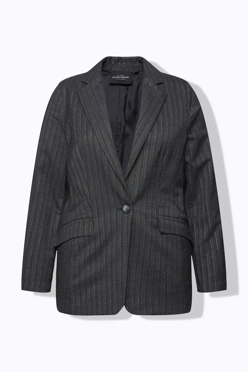 Stora storlekar Kavaj med fiskbensmönster, Dam, grå, storlek: 54, Polyester/Viskos, Ulla Popken