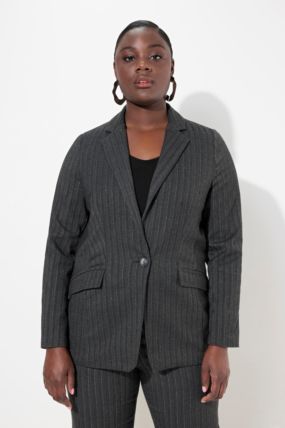Große Größen Blazer, Damen, grau, Größe: 52, Polyester/Viskose, Ulla Popken