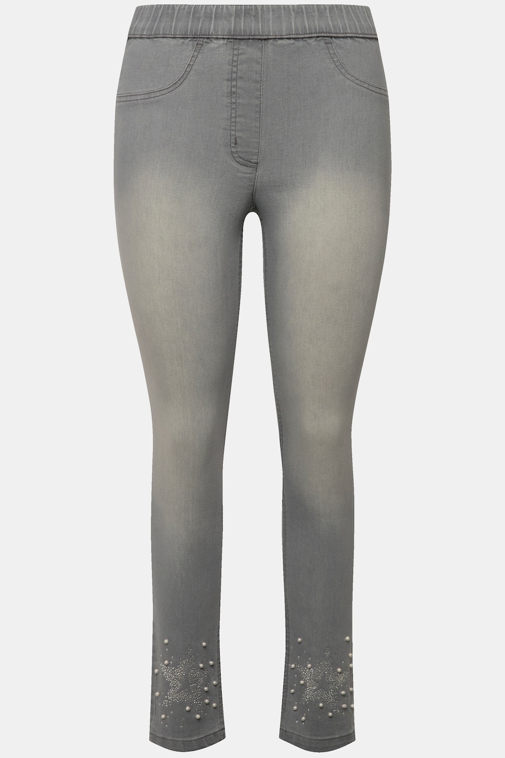 Stora storlekar 7/8-jeggings, Dam, beige, storlek: 46, Bomull/Polyester, Mia Moda