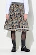 Jacquard midi-nederdel, A-form, elastisk linning, glittersnor