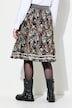 Jacquard midi-nederdel, A-form, elastisk linning, glittersnor
