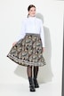 Jacquard midi-nederdel, A-form, elastisk linning, glittersnor