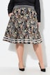 Jacquard midi-nederdel, A-form, elastisk linning, glittersnor