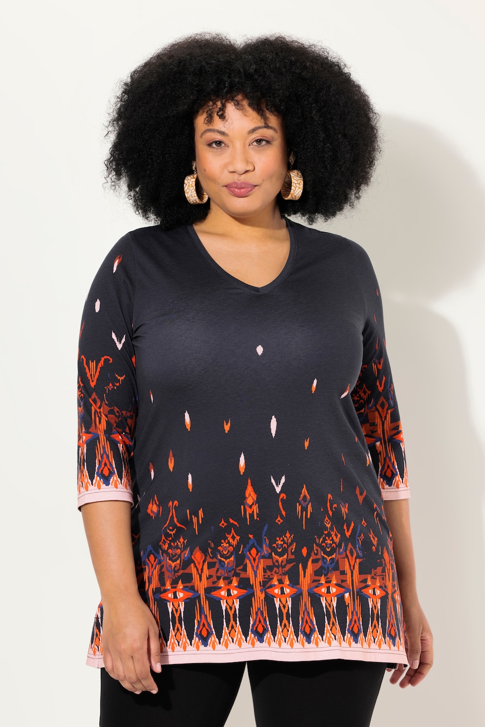 Große Größen Longshirt, Damen, schwarz, Größe: 66/68, Baumwolle, Ulla Popken