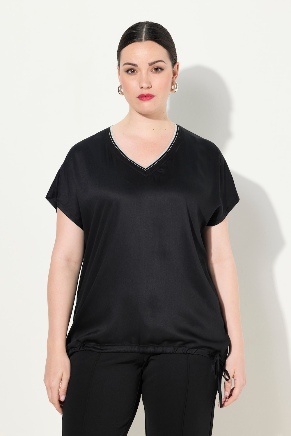 Große Größen Blusenshirt, Damen, schwarz, Größe: 46/48, Ulla Popken