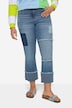 Jeans, brede ben, patches, 5 lommer, opslagssøm