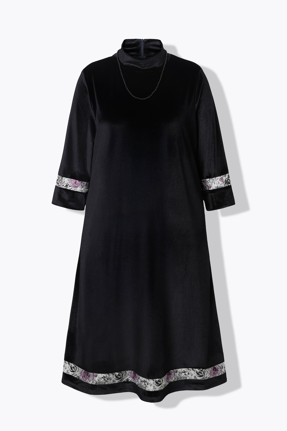 Stora storlekar Sammetsklänning, Dam, blå, storlek: 58/60, Polyester, Ulla Popken