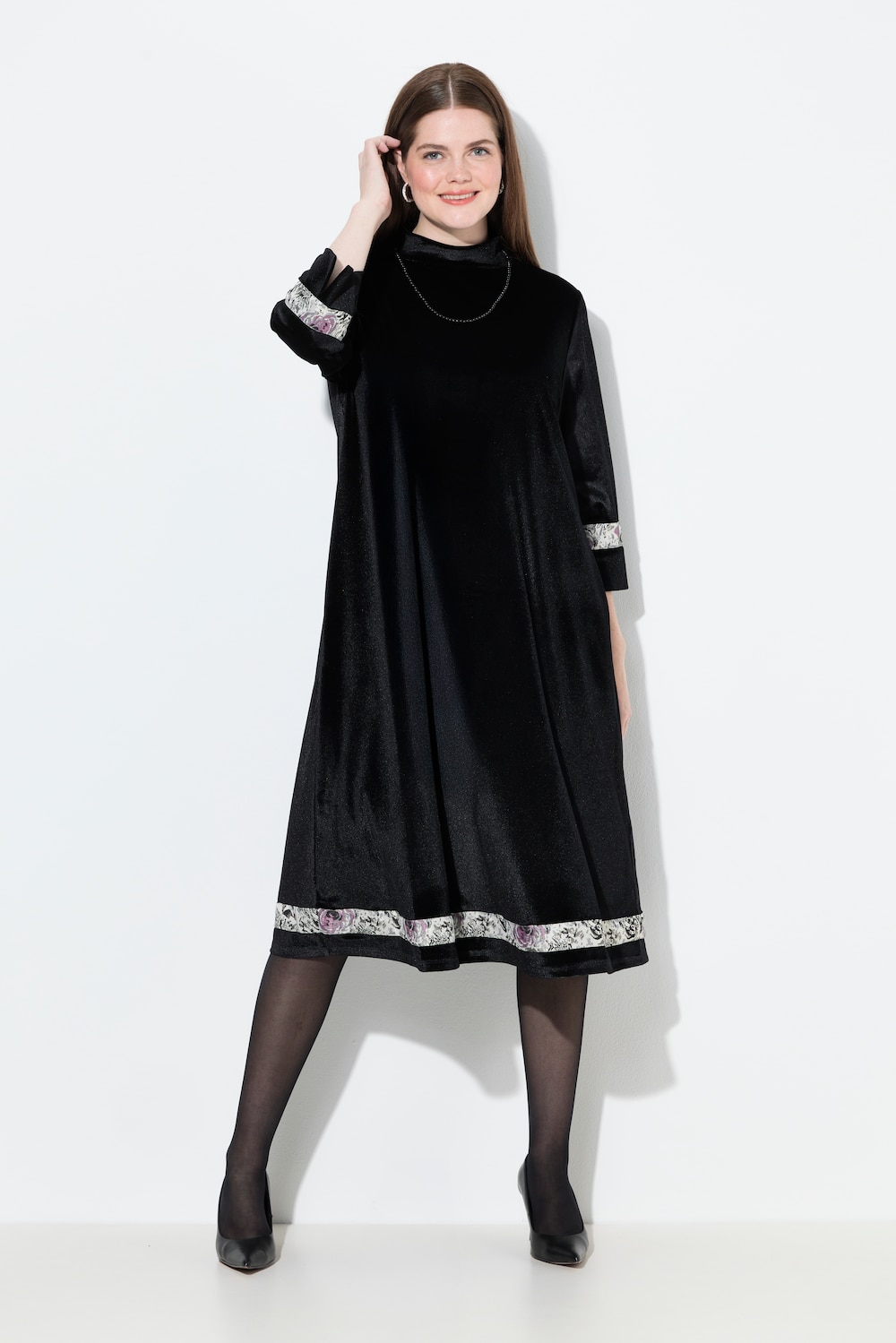 Große Größen Samtkleid, Damen, blau, Größe: 46/48, Polyester, Ulla Popken