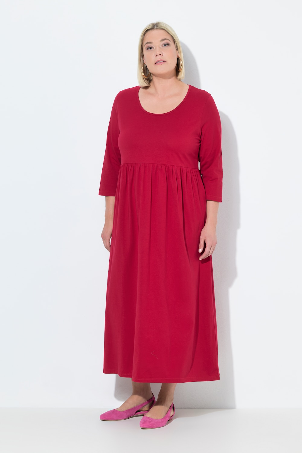 Große Größen Jersey-Maxikleid, Damen, rot, Größe: 50/52, Baumwolle, Ulla Popken