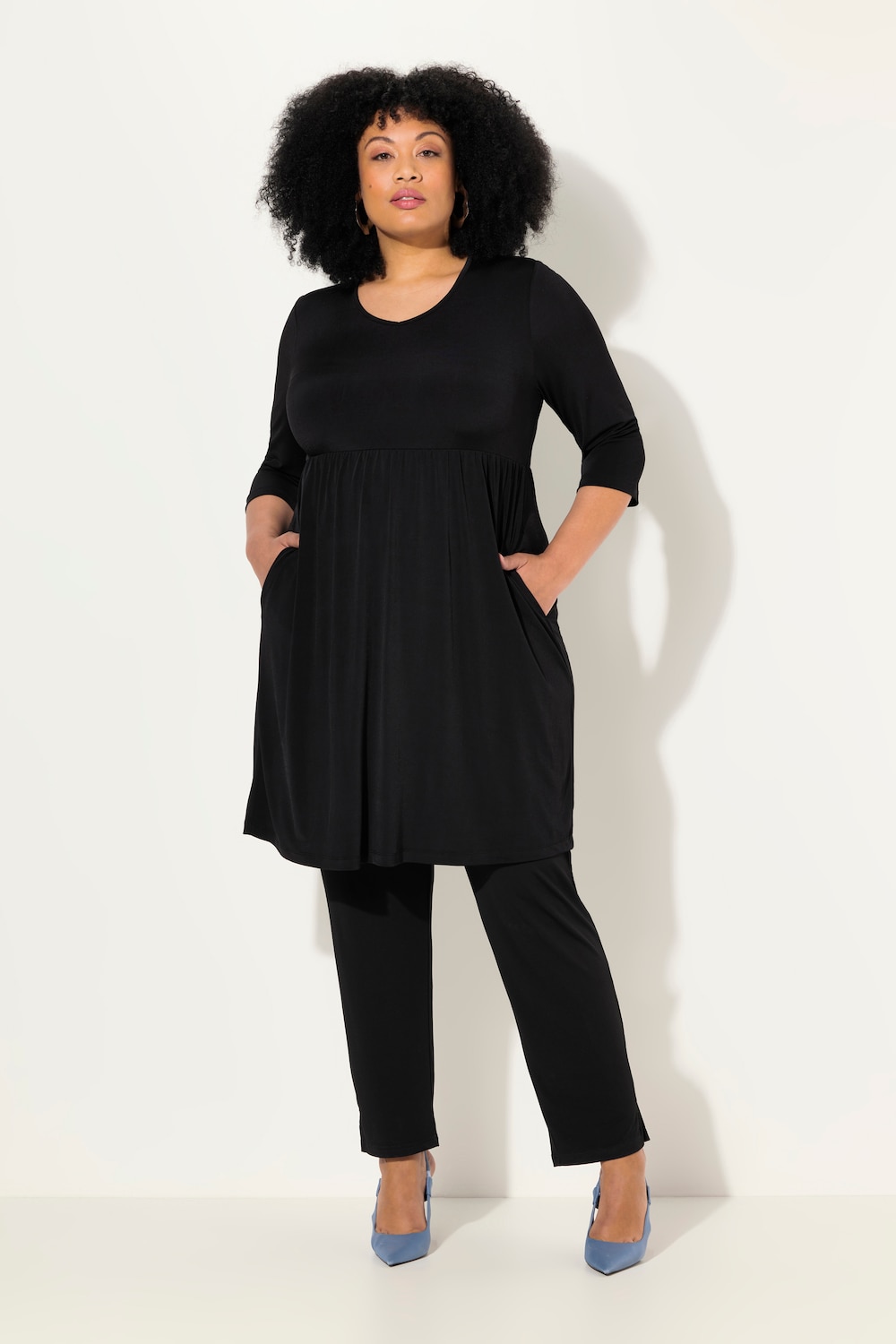 Große Größen Longshirt, Damen, schwarz, Größe: 50/52, Polyester, Ulla Popken