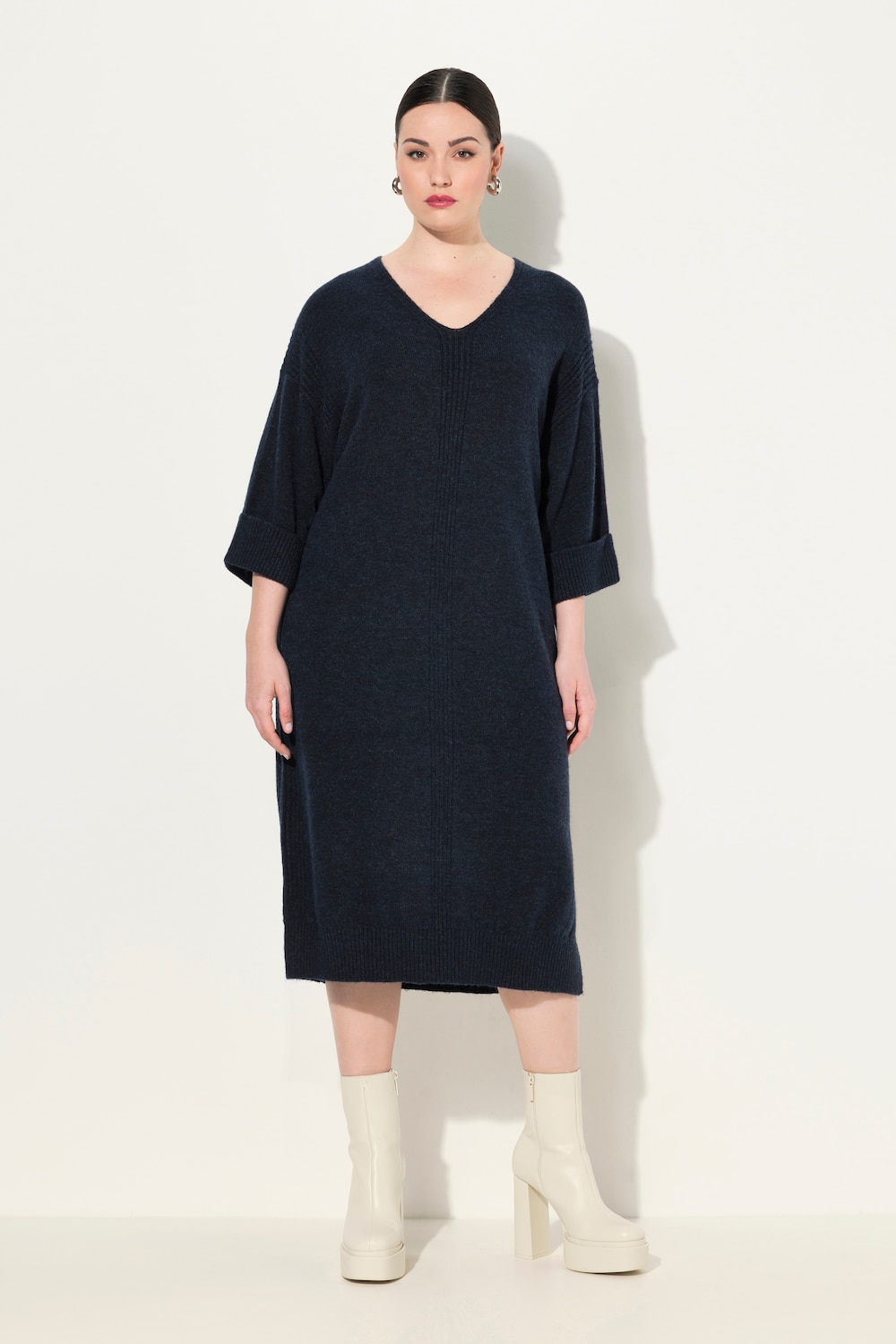 Große Größen Strickkleid, Damen, blau, Größe: 46/48, Polyester/Synthetische Fasern, Ulla Popken