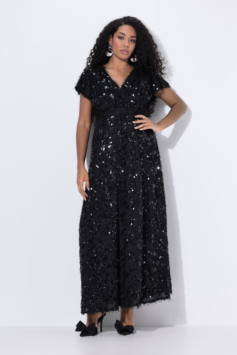 Große Größen Abendkleid, Damen, schwarz, Größe: 50/52, Polyester, Ulla Popken