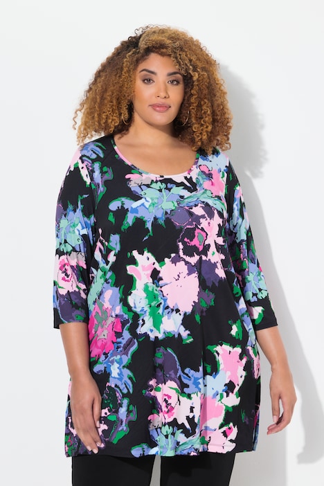 Matte Jersey Floral 3/4 Sleeve Tunic