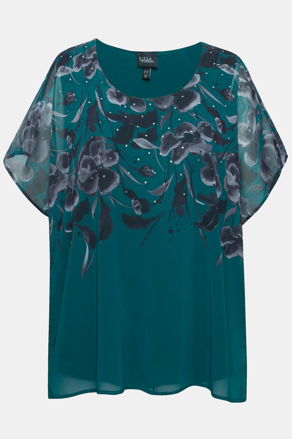 Stora storlekar Blustopp, Dam, turkos, storlek: 46/48, Polyester/Viskos, Ulla Popken