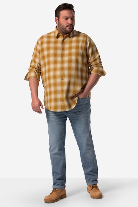 John F. Gee Karo-Flanellhemd, Langarm, Kentkragen, Modern Fit, bis 8 XL