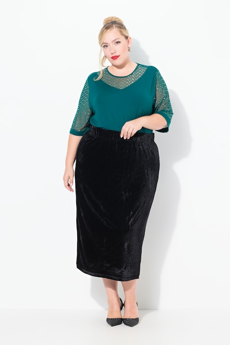 Plus size black velvet skirt best sale