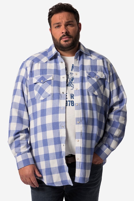 John F. Gee Karo-Flanellhemd, Langarm, Kentkragen, Modern Fit, bis 8 XL