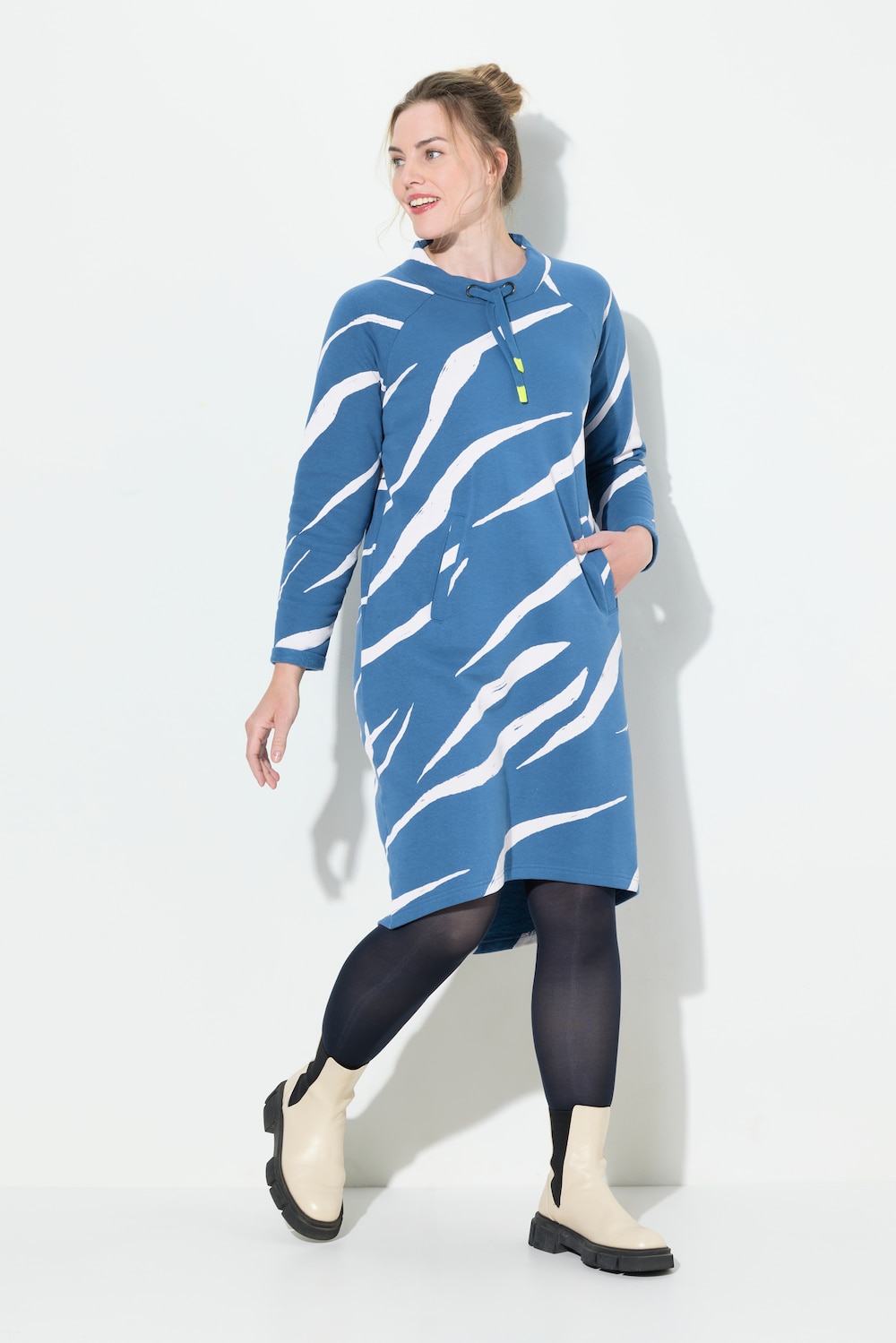 Große Größen Kleid, Damen, blau, Größe: M, Baumwolle/Polyester, LAURASON