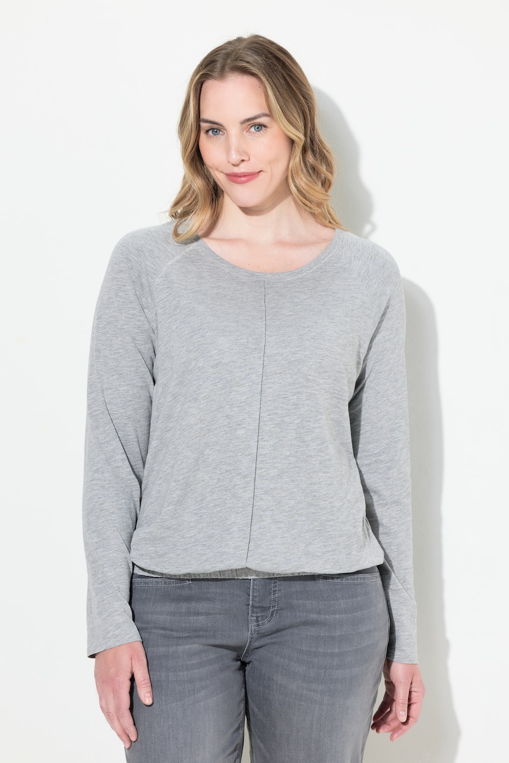 Große Größen Langarmshirt, Damen, grau, Größe: M, Baumwolle/Viskose, LAURASON