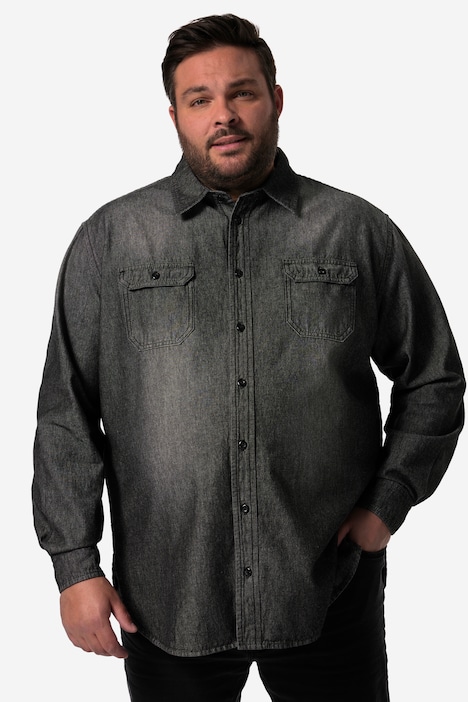 John F. Gee Jeanshemd, Langarm, Kentkragen, Modern Fit, bis 8 XL