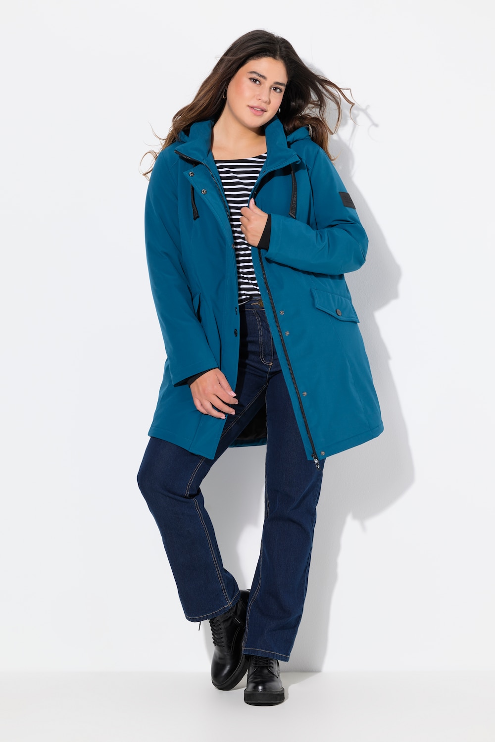 Große Größen HYPRAR Long-Softshelljacke, Damen, blau, Größe: 62/64, Polyester, Ulla Popken