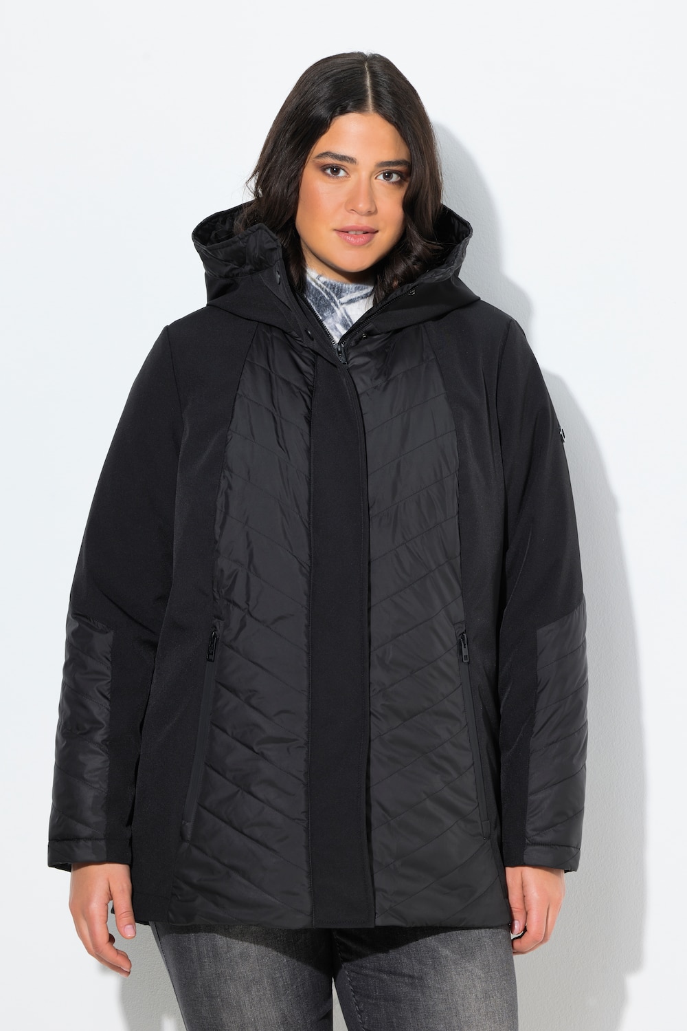 Große Größen HYPRAR Softshell-Steppjacke, Damen, schwarz, Größe: 50/52, Polyester, Ulla Popken