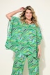 Kaftan, boxy passform, chiffon, tropisk trykk, V-utringning