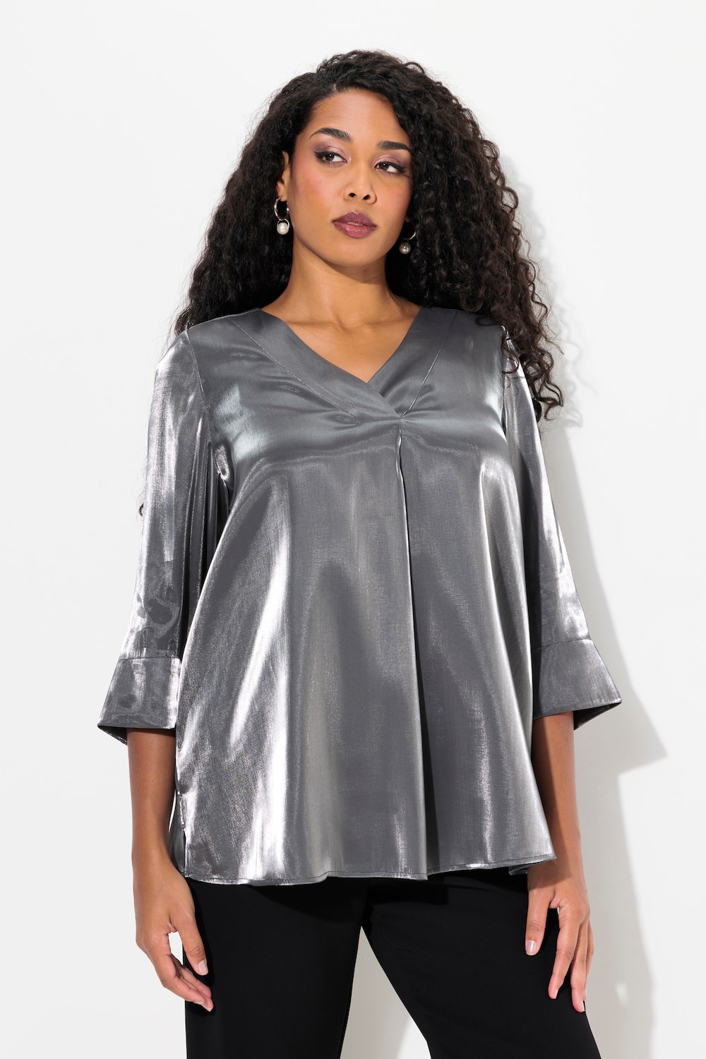 Große Größen Bluse, Damen, grau, Größe: 46/48, Viskose/Polyester, Ulla Popken