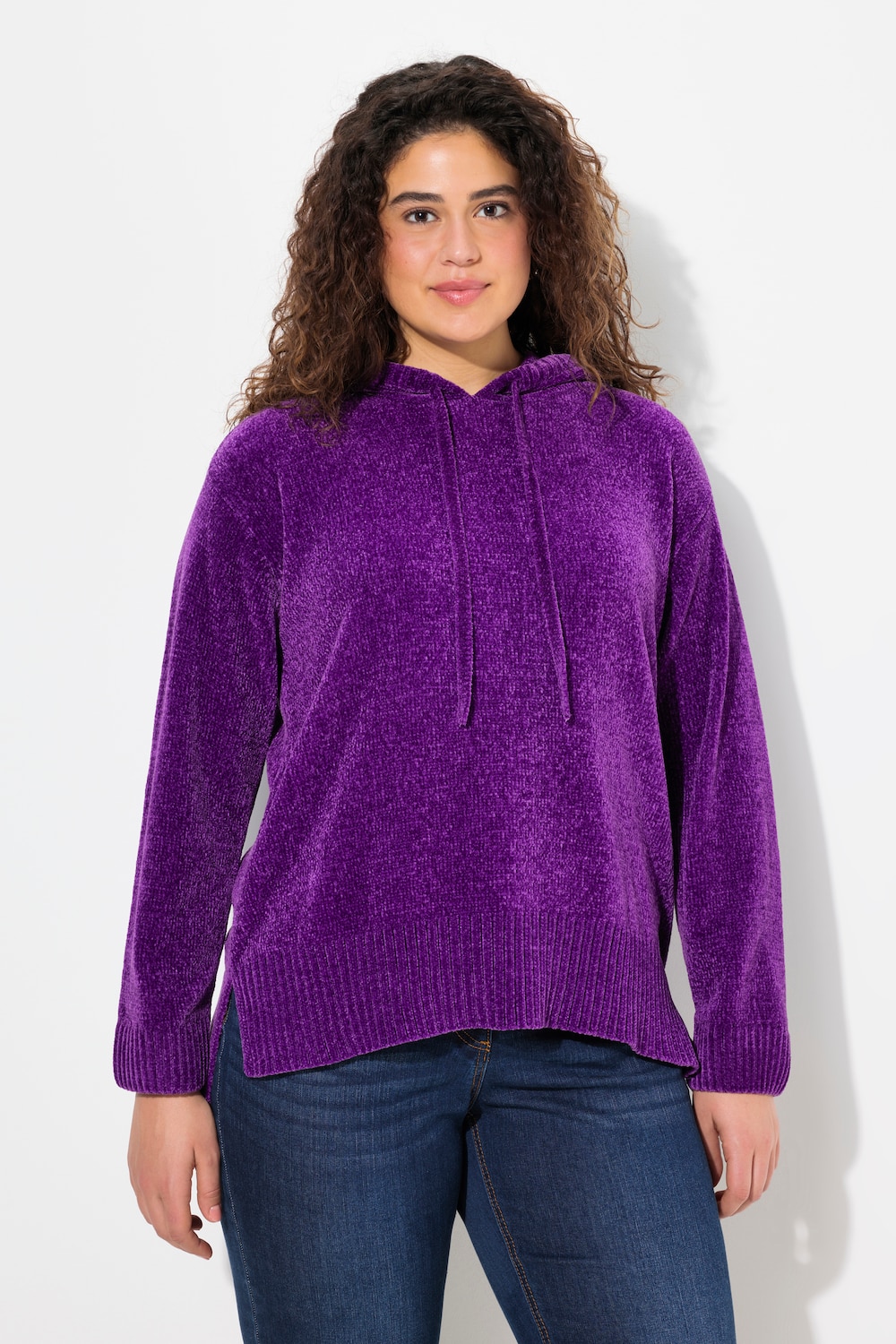 Große Größen Chenille-Hoodie, Damen, lila, Größe: 50/52, Polyester, Ulla Popken
