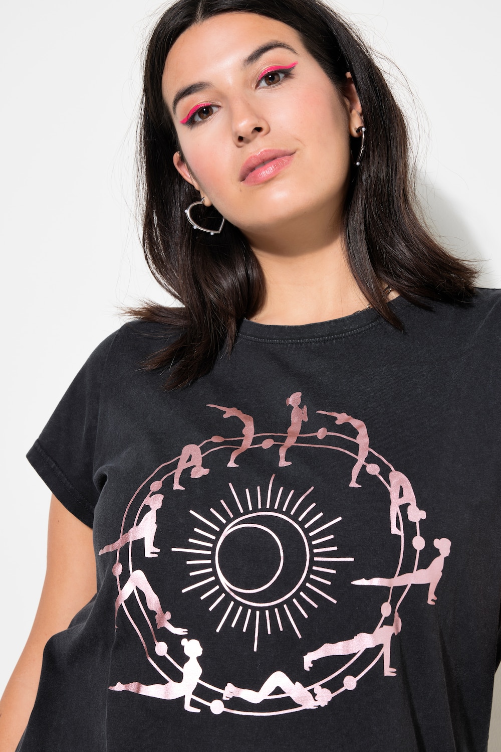 Sport-Shirt, Classic Fit, Yoga-Motiv, Vintage Look