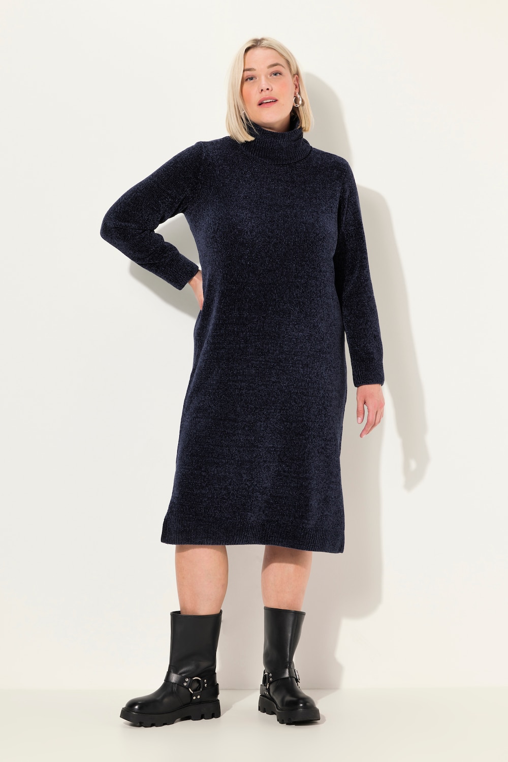 Große Größen Chenille-Kleid, Damen, blau, Größe: 50/52, Polyester, Ulla Popken