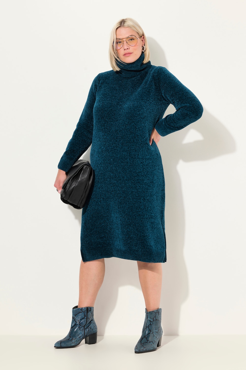 Große Größen Chenille-Kleid, Damen, blau, Größe: 46/48, Polyester, Ulla Popken