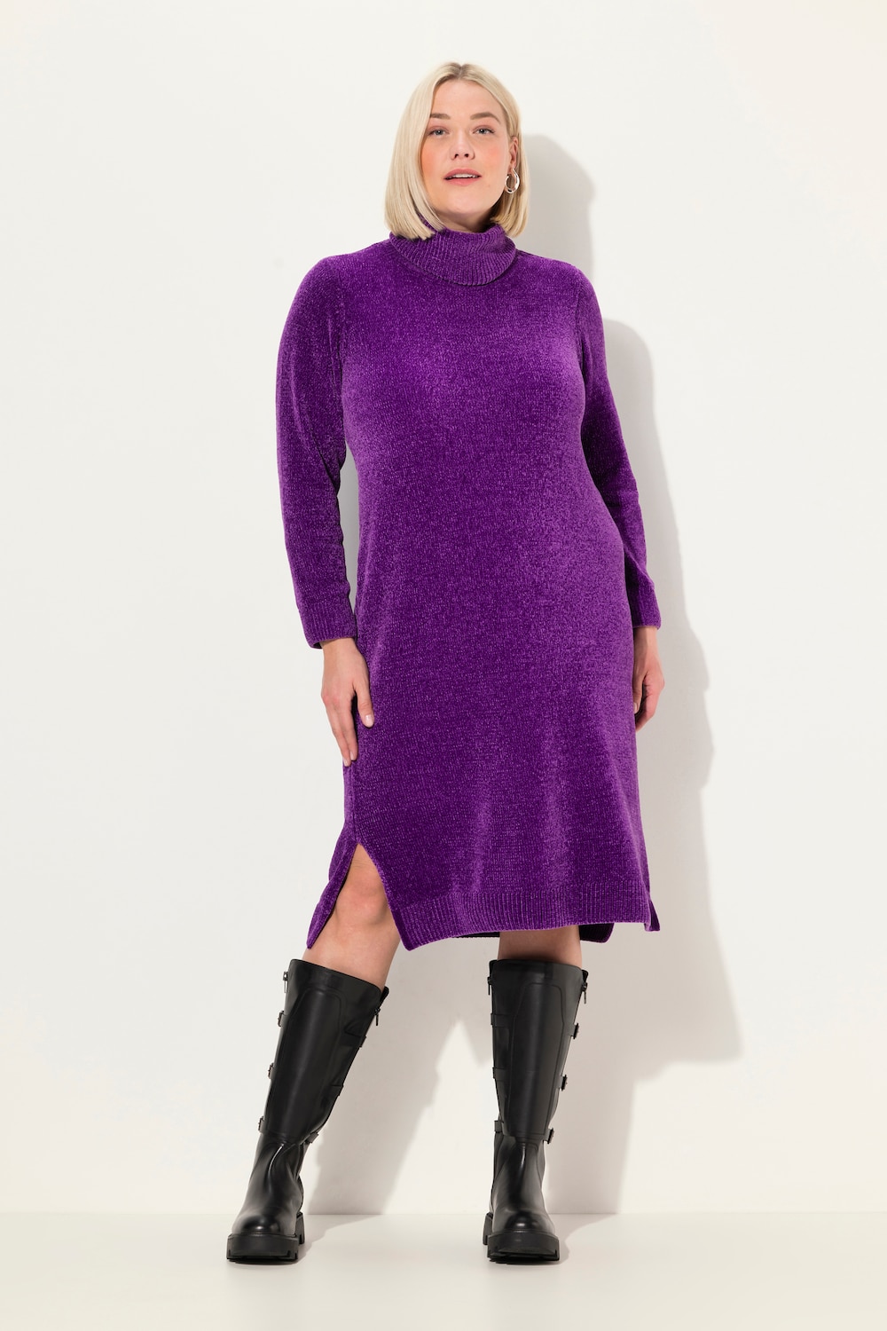 Große Größen Chenille-Kleid, Damen, lila, Größe: 46/48, Polyester, Ulla Popken