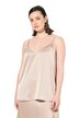 Saténový top, A střih, výstřih do V, špagetová ramínka, bez rukávů