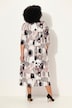Matte Jersey Geometric Bubble Print Empire Waist Pocket Dress
