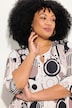 Matte Jersey Geometric Bubble Print Empire Waist Pocket Dress