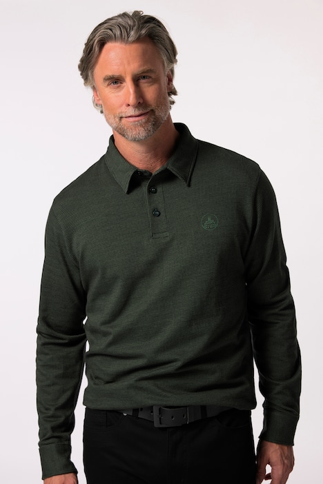 Boston Park Poloshirt, Langarm, Minimal-Muster, bis 84/86