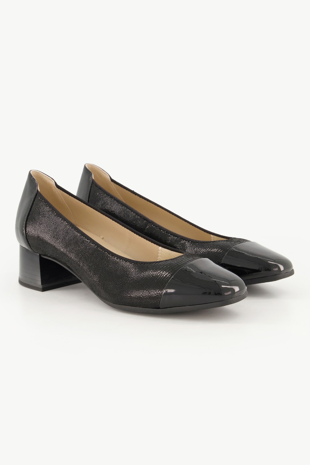 Grote Maten Caprice leren pumps, Dames, zwart, Maat: 40, Leer/Synthetische vezels, Ulla Popken