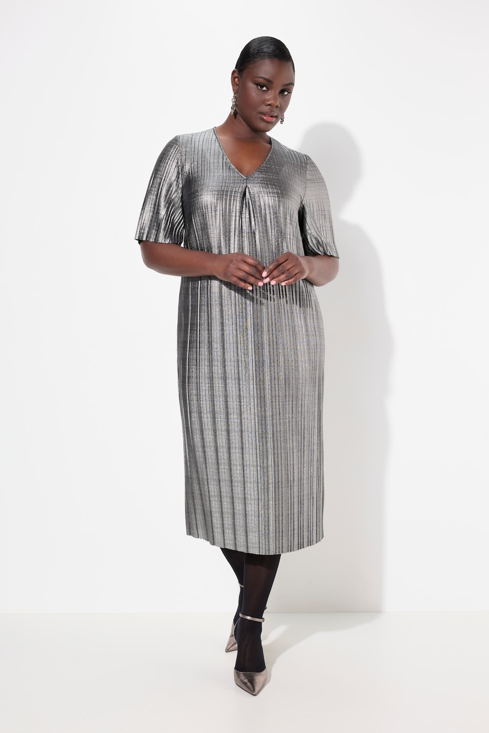 Große Größen Midikleid, Damen, grau, Größe: 42/44, Polyester, Ulla Popken