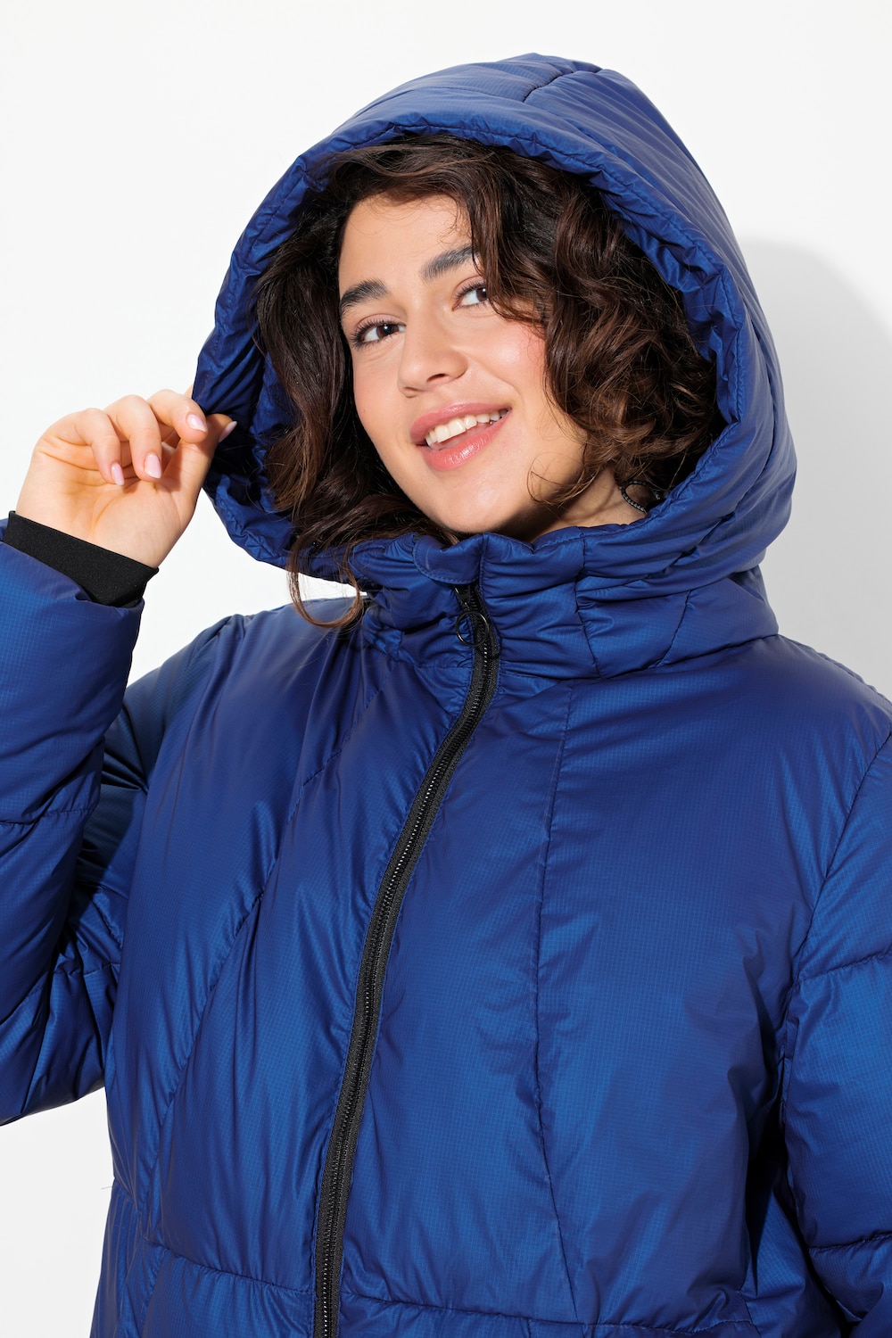 Stora storlekar Quiltad kappa, Dam, blå, storlek: 42/44, Polyester/Syntetfibrer, Ulla Popken