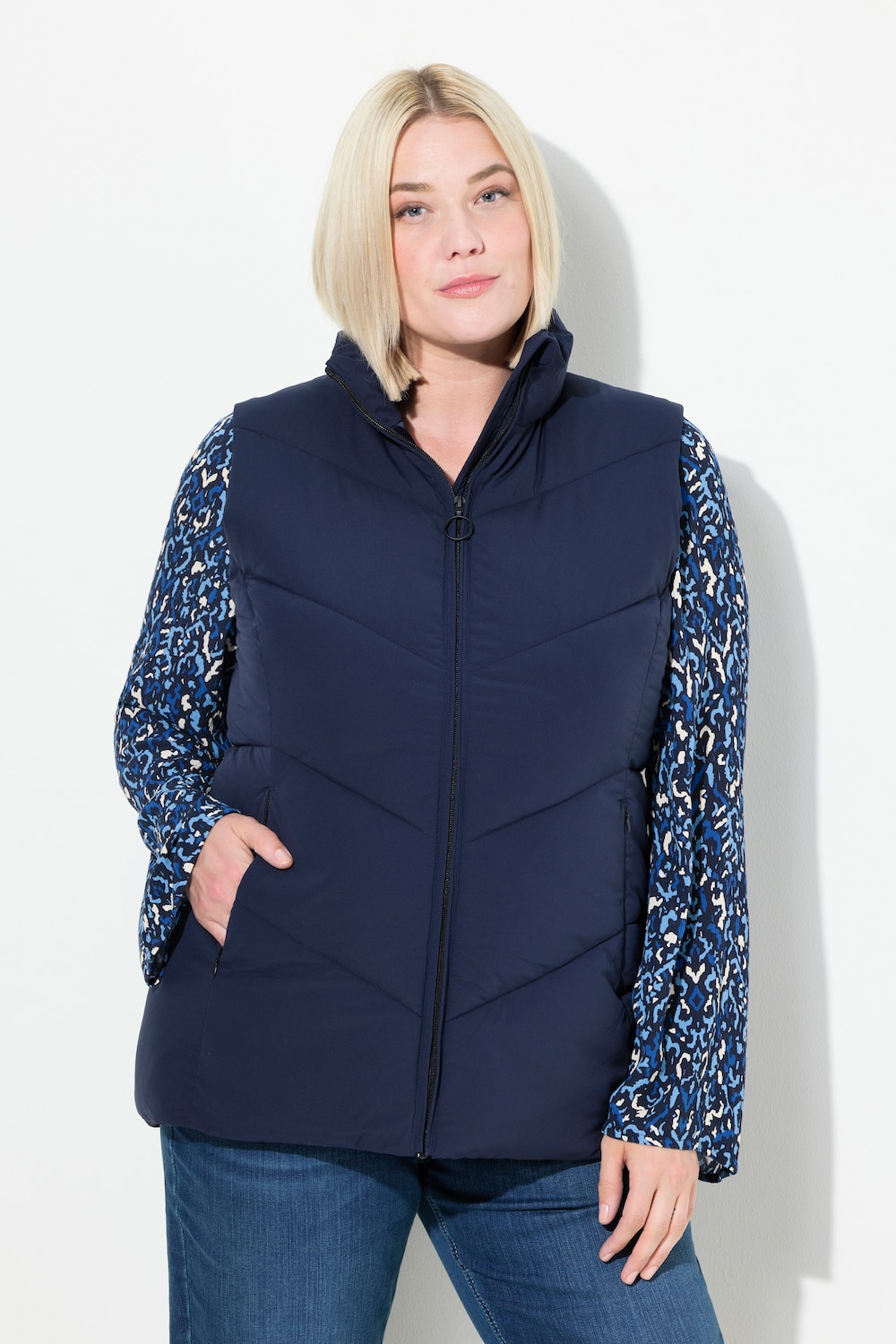 Große Größen Steppweste, Damen, blau, Größe: 46/48, Polyester, Ulla Popken