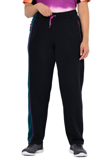 Jogging kalhoty, barevné bloky, kapsy na zip, elastický pas