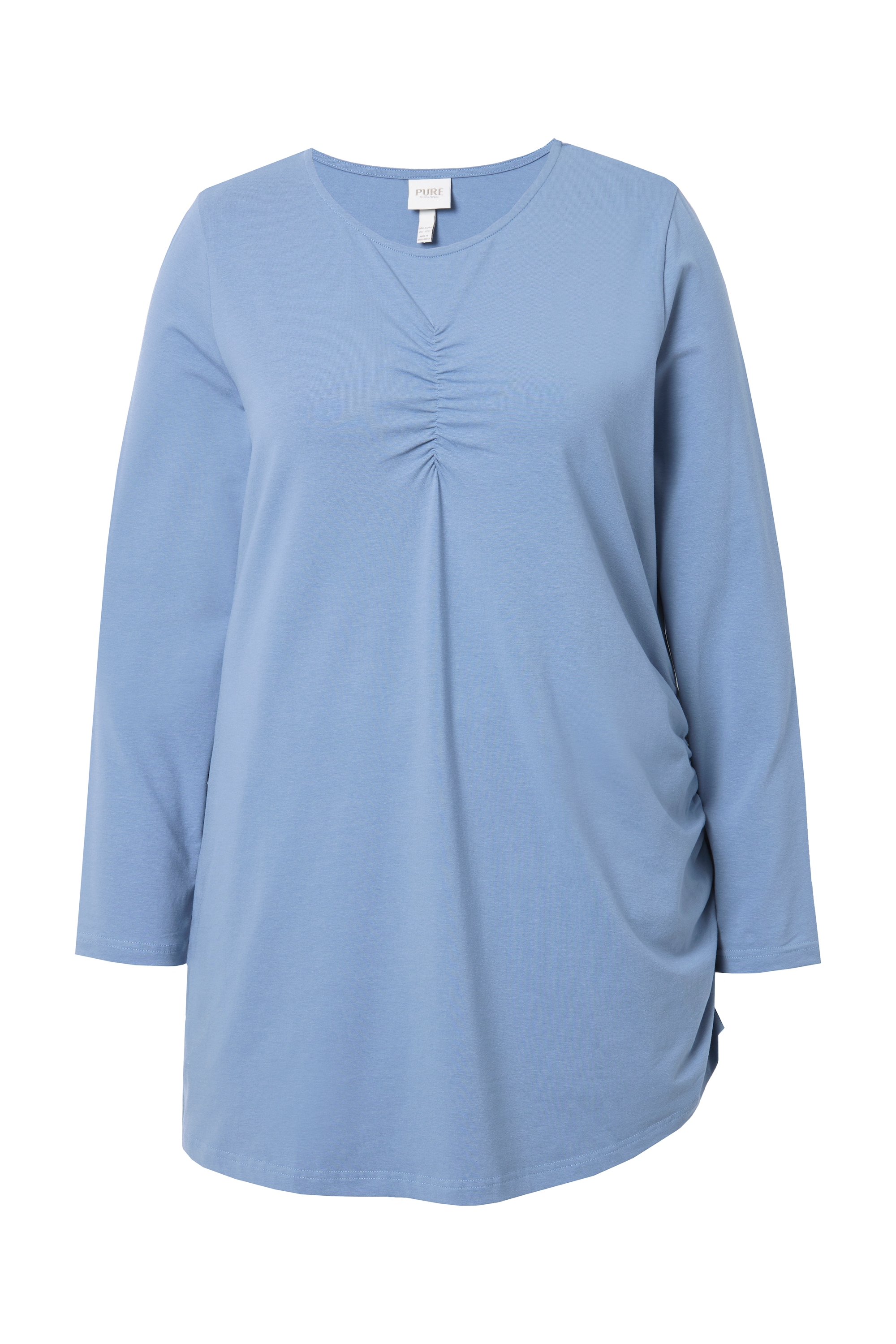 Ulla Popken Damen große Größen Longshirt drapiert Rundhals Langarm