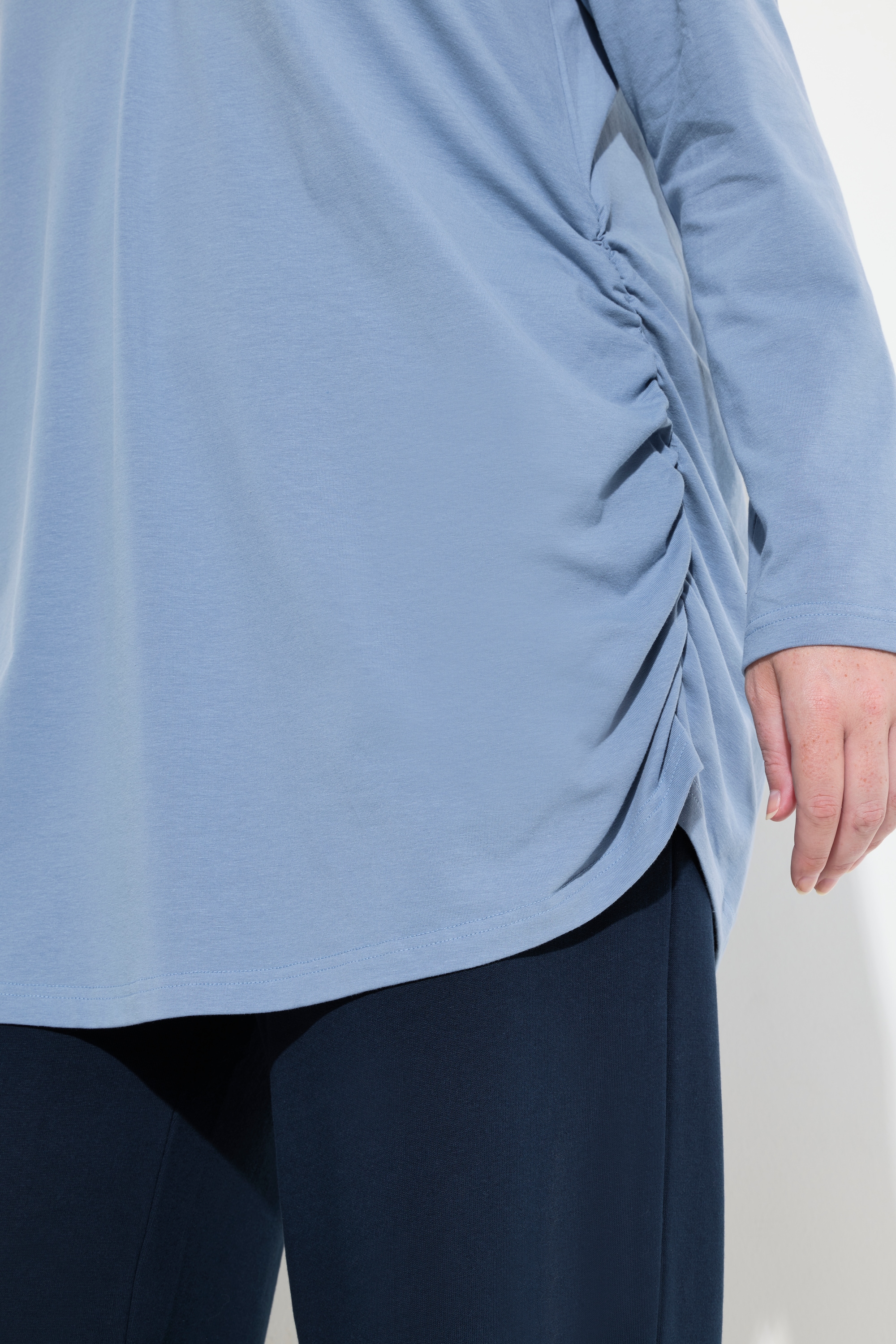 Ulla Popken Damen große Größen Longshirt drapiert Rundhals Langarm