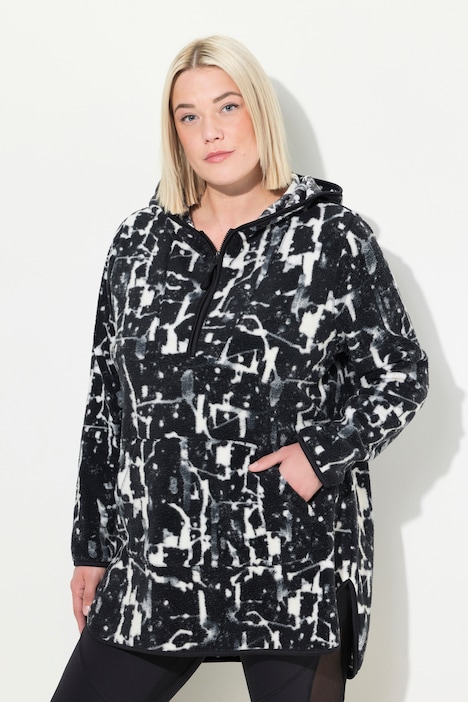 Abstract Print Fleece Hoodie